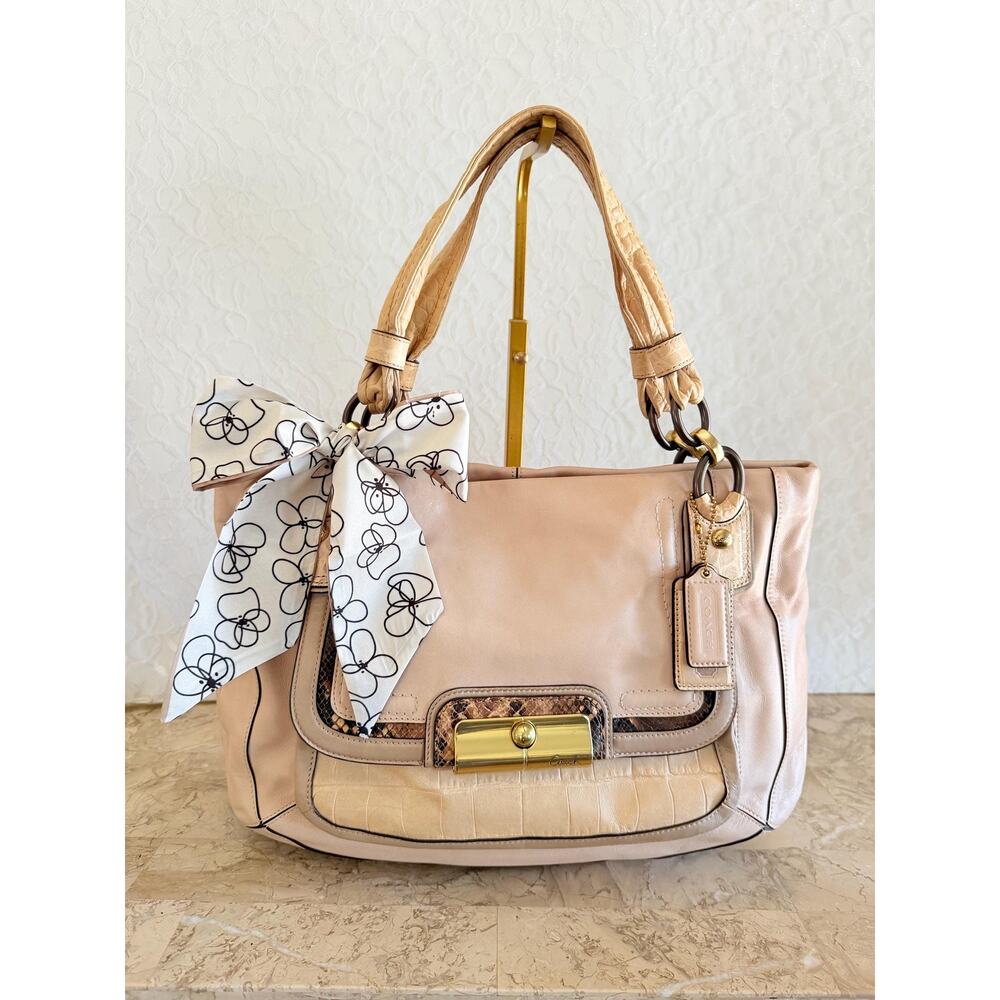 Coach Kristin spectator croc Leather Hobo Shoulder Bag Handbag tote 16810